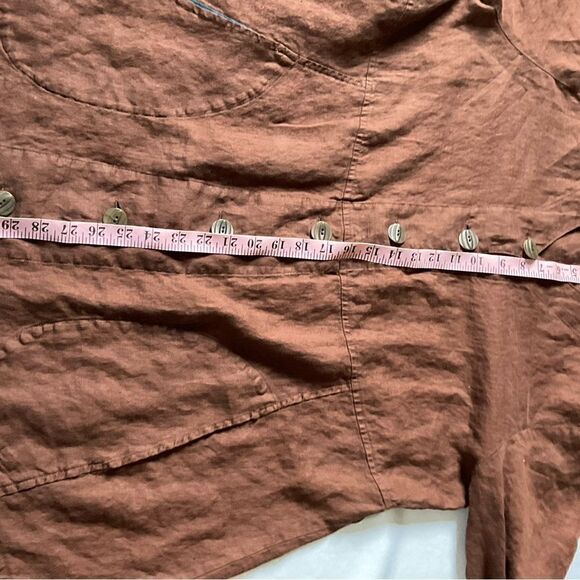 FLAX Designs Linen Jacket Brown‎ Contrast Cuff M - Picture 15 of 16